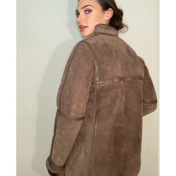 Lakeland Sheepskin Suede Leather Coat Britain Beautiful Vintage Sz M UK 12 US 10 - Picture 5 of 14